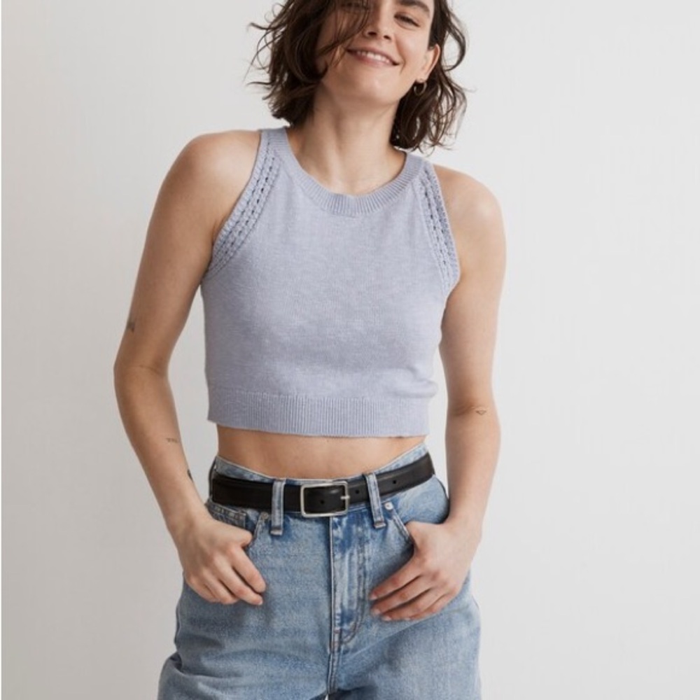 Crochet-Trim Crop Sweater Tank - Madewell